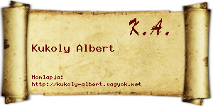 Kukoly Albert névjegykártya